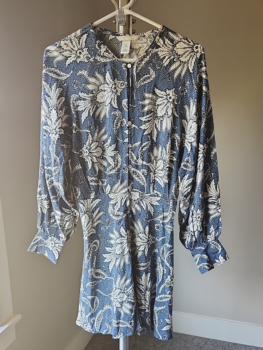 H&M Blue Dress with White Floral Print